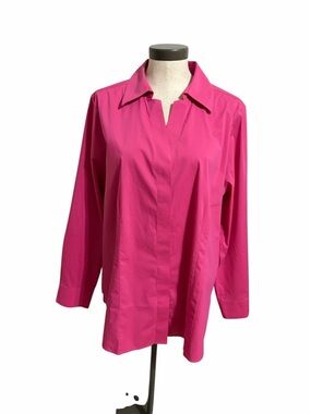 Foxcroft Magenta Taylor Fitted Non-Iron Shirt Button-Front Career Blouse 16W